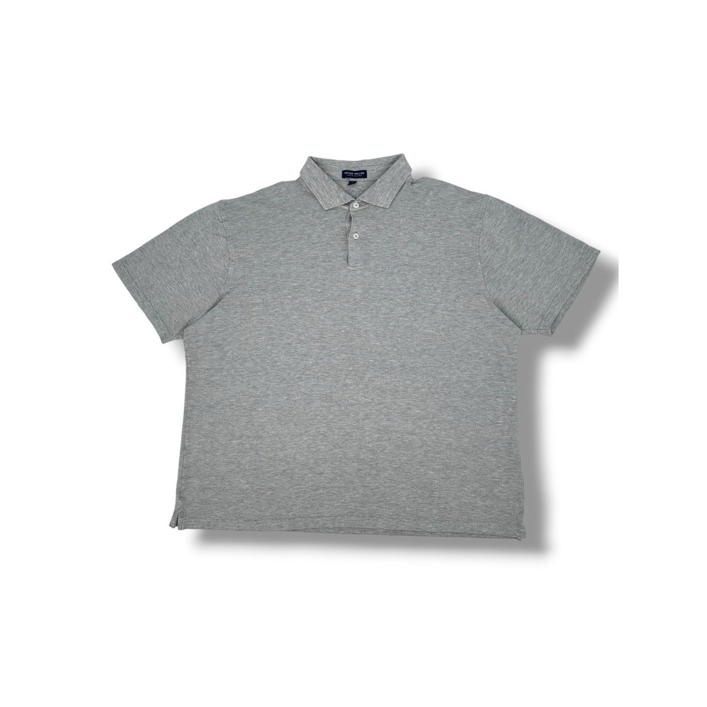 Peter Millar Crown Crafted Polo XL Gray Herringbone Cotton Modal Golf Preppy